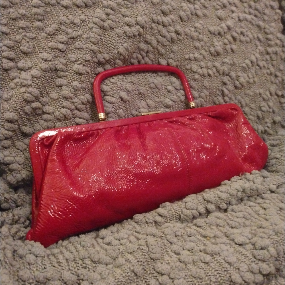 Deep Red Hobo International Eel Skin Clutch